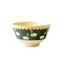 Swan Print Small Melamine Bowl In Green By Rice DK